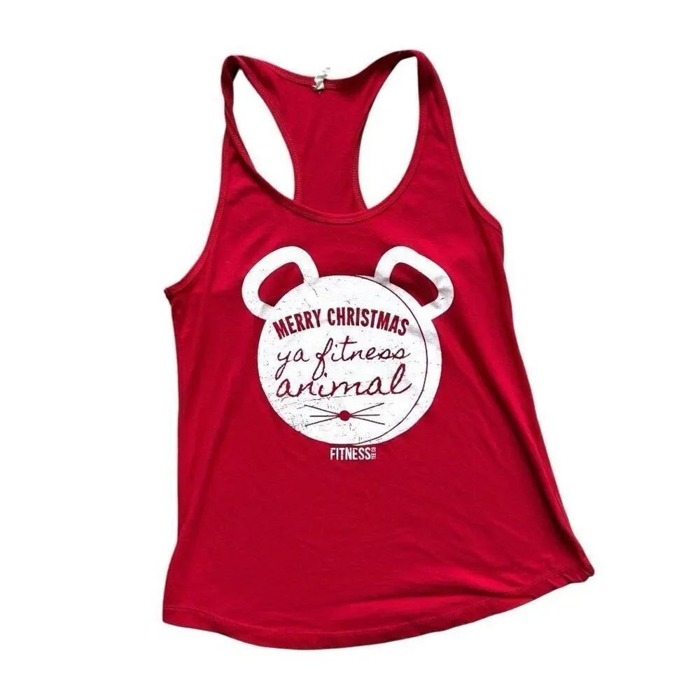 Womens Fitness Tee Co Merry Christmas Y Filthy Animal Racerback Tank Top - Sz XL